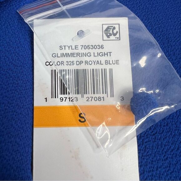 CeCe Ruffled-Cuff 3/4-Sleeve Crew Neck Blouse Womens Small Royal Blue Top - Picture 5 of 7